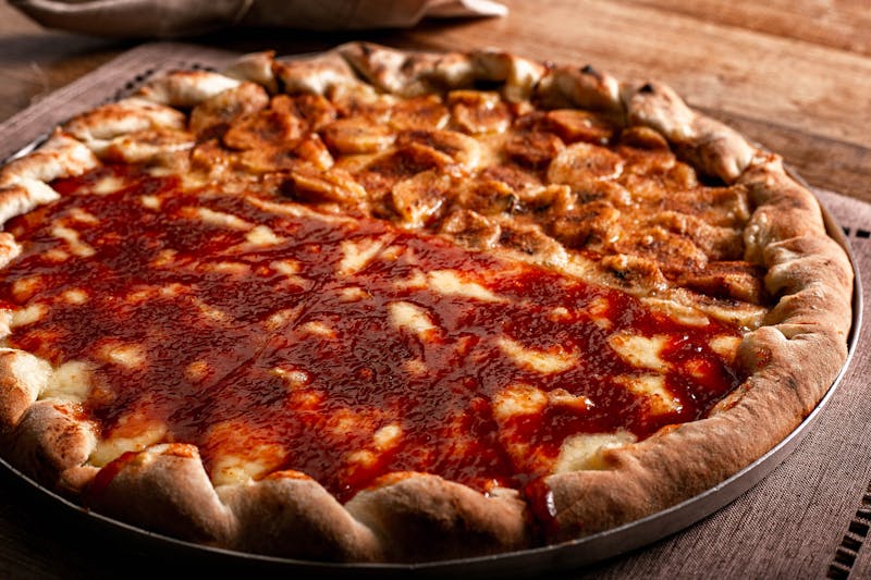 Truffle Mushroom artisan mod pizza with white truffle oil